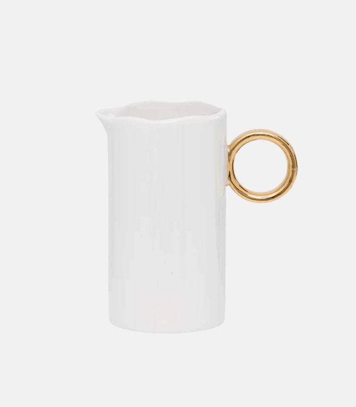 The Loft Products 2 (2) Γαλατιέρα Κεραμική Λευκή Χρυσό - Image 1